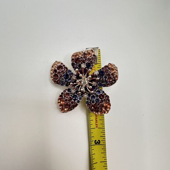 Anne Klein Brooch Flower Rhinestone Silver Tone Pin Festive Party Career - Picture 13 of 13